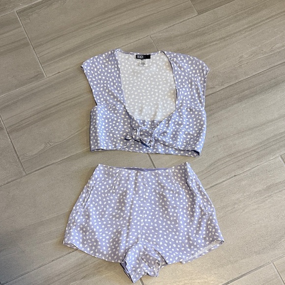 Beach Riot Lavender Polka Dot Top and short set